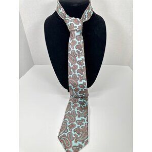 Vintage Men’s Necktie Golden House Custom Cravats Light Blue & Paisley